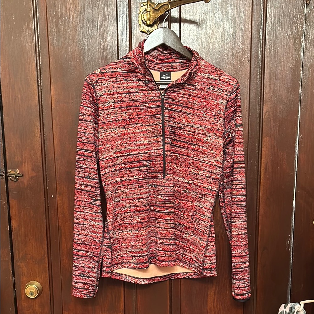 Nike Red Fitted Long Sleeve Polo Sweatshirt